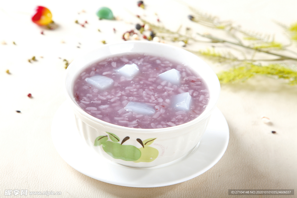 蓝莓椰果粥