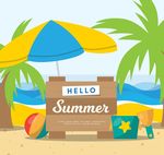 夏季海边沙滩木牌