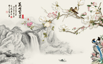 中式水墨山水背景