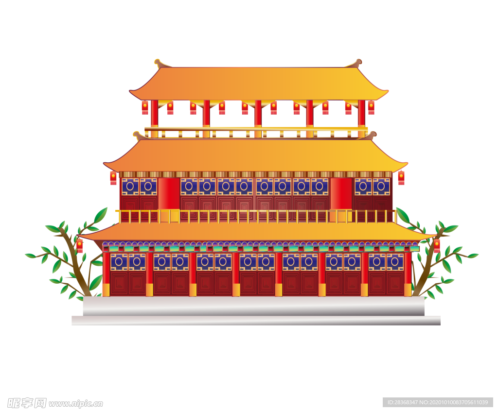 手绘古建筑
