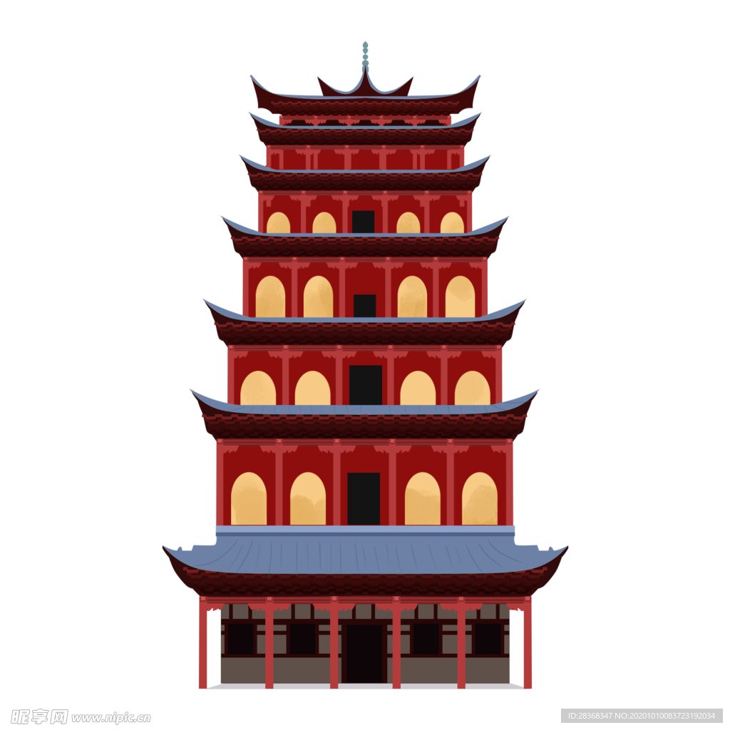 手绘古建筑