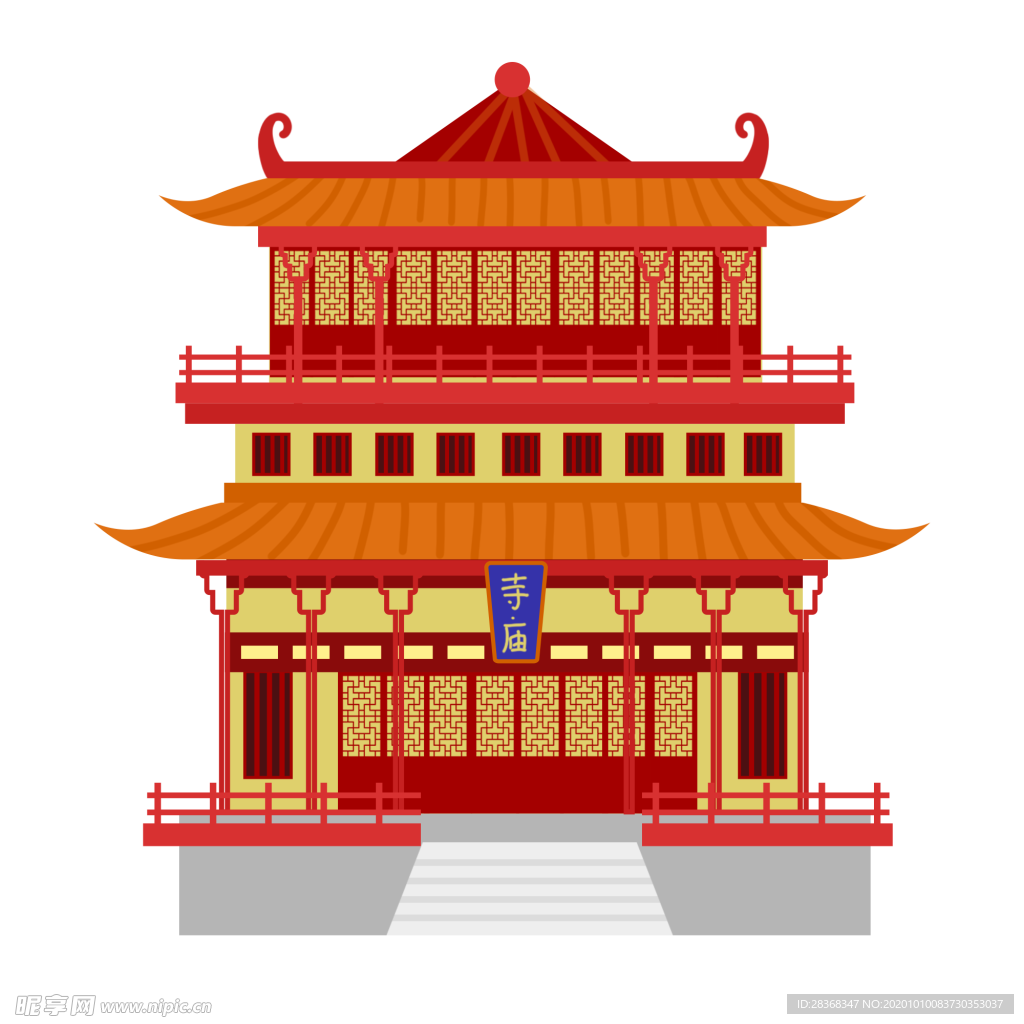 手绘古建筑
