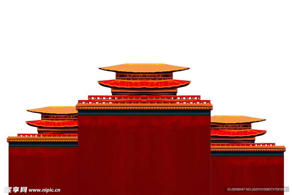 手绘古建筑