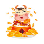 手绘卡通可爱立体2021年牛年