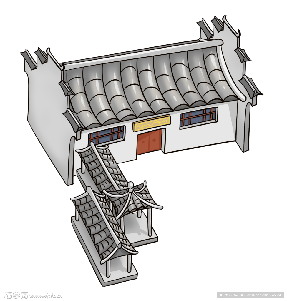 手绘古建筑