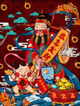 传统财神插画