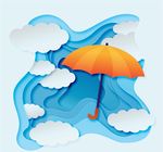云朵和雨伞剪贴画
