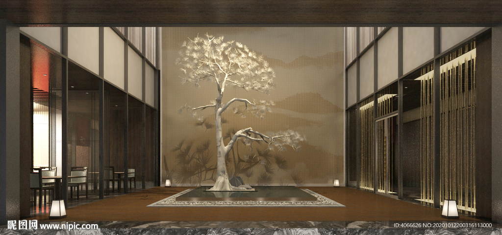 中式中庭过道3d模型