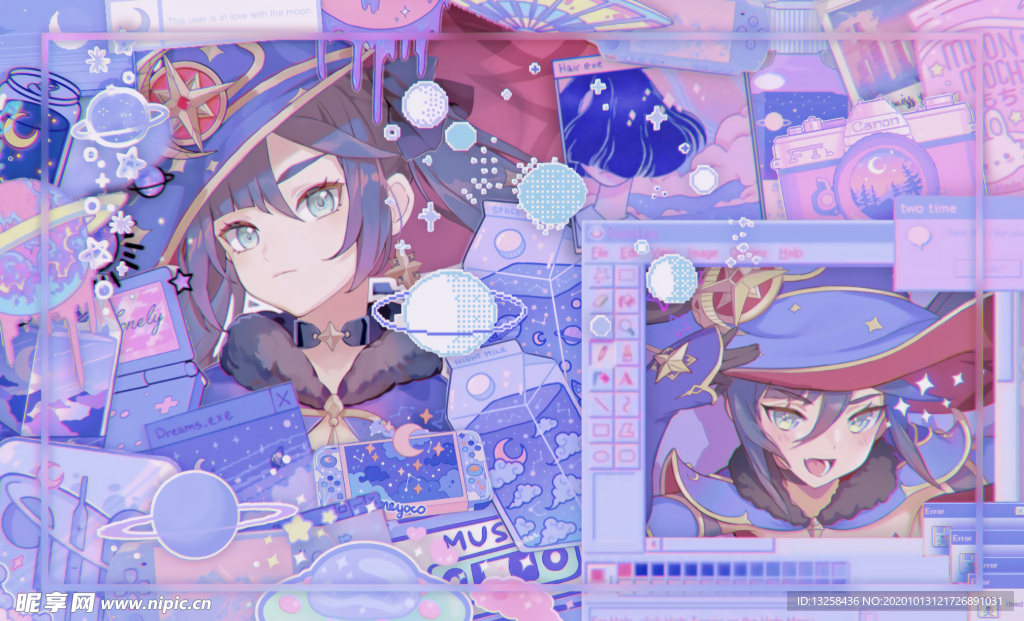 彩色动漫人物插画背景