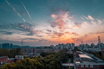 城市建筑夕阳天空风景