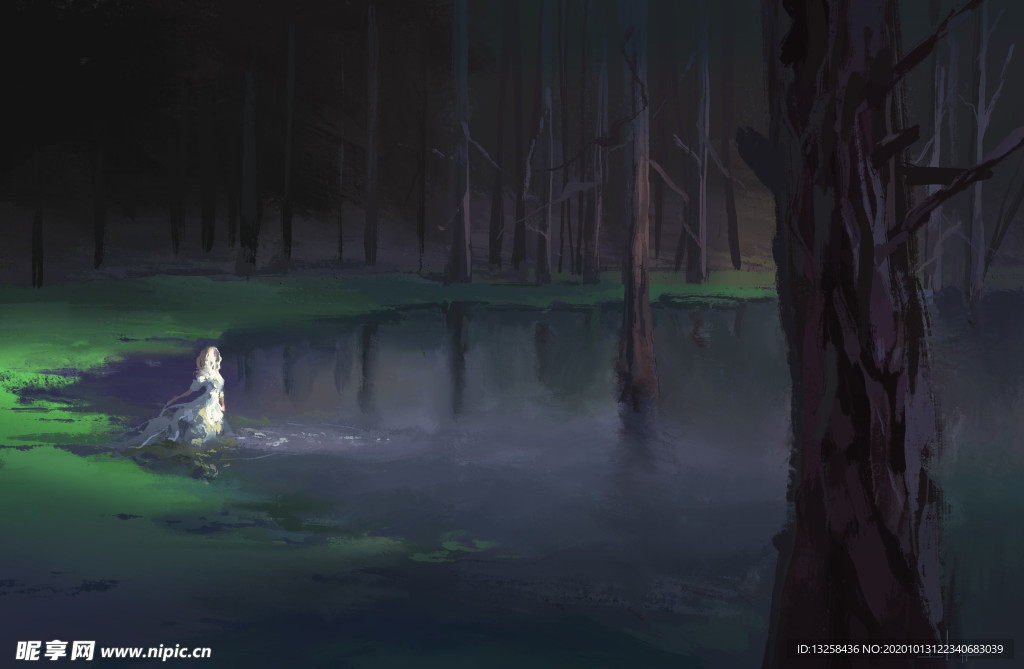 彩色动漫人物插画背景