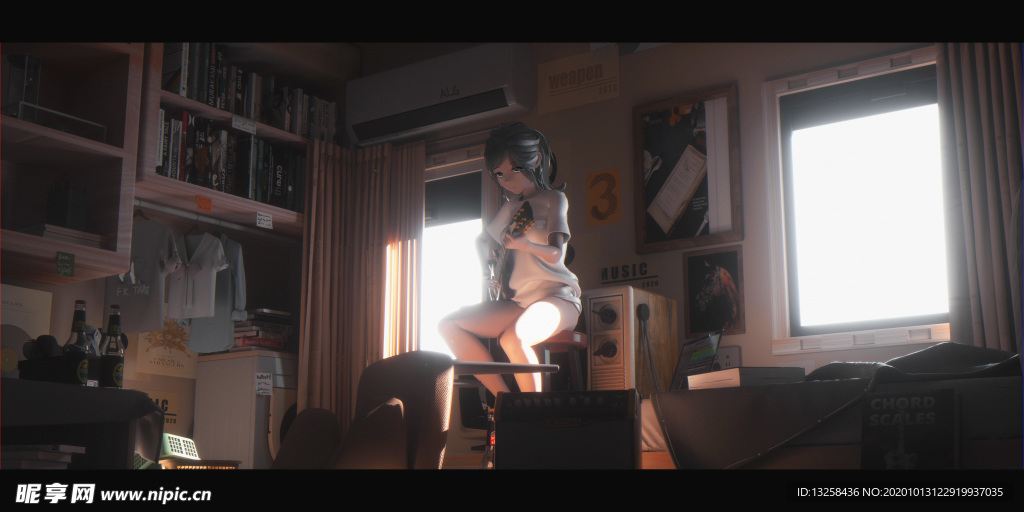 彩色动漫人物插画背景