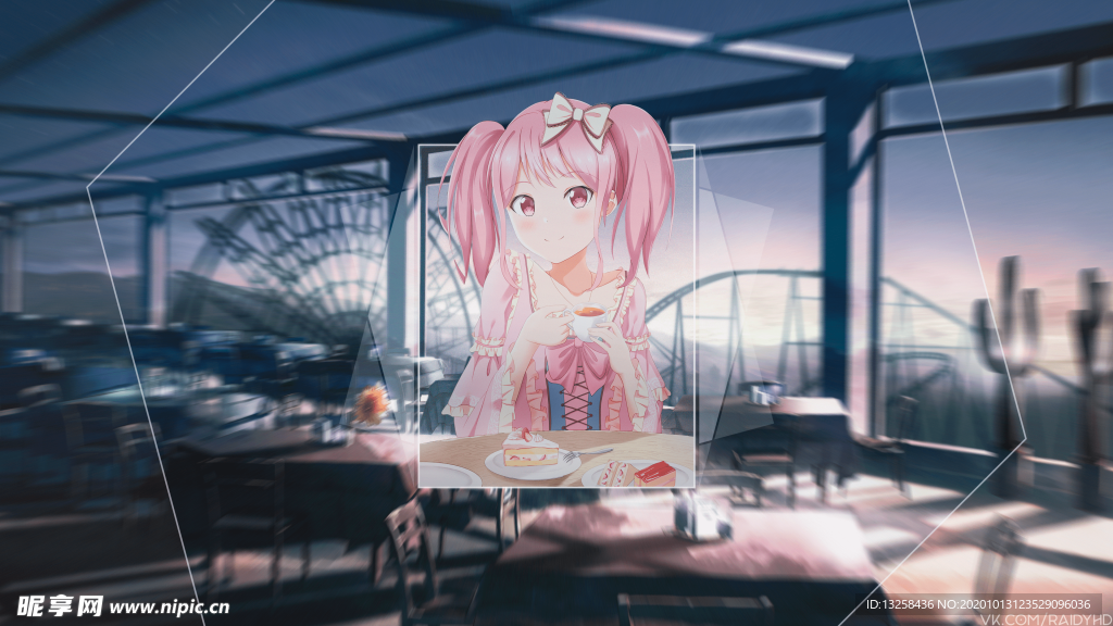 彩色动漫人物插画背景