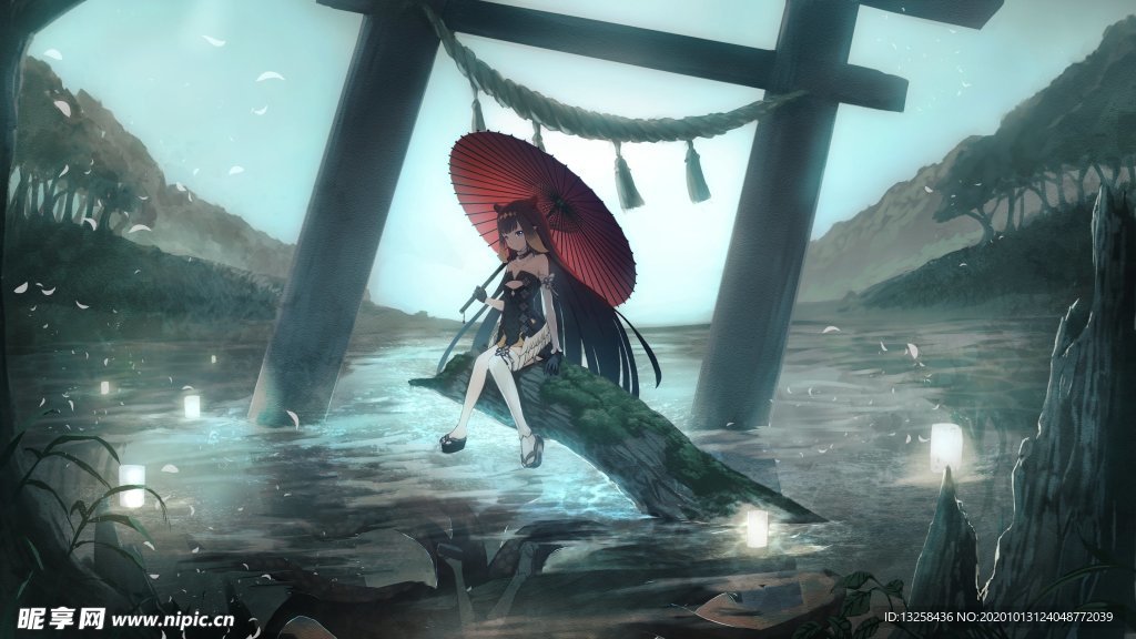 彩色动漫人物插画背景