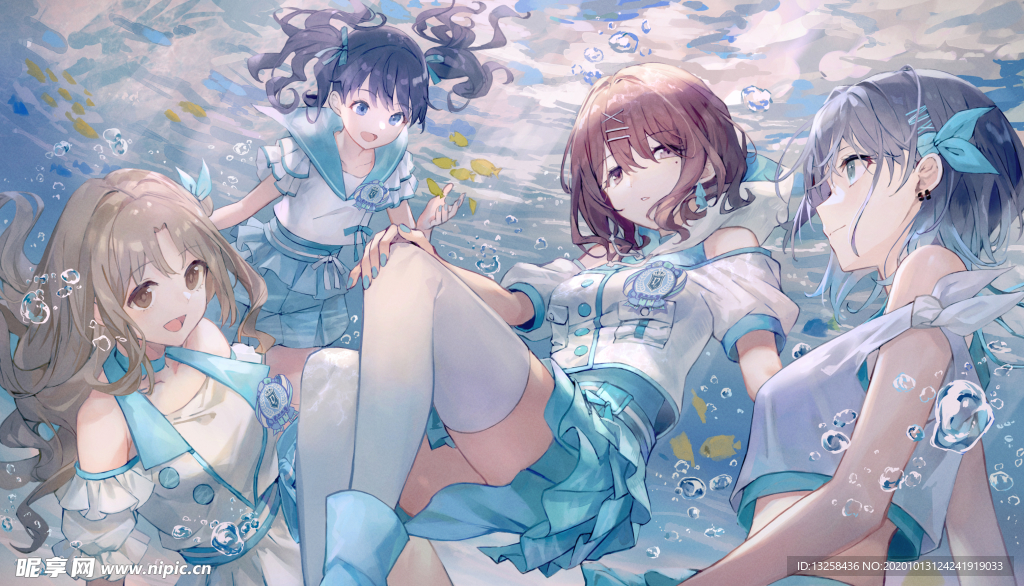 彩色动漫人物插画背景