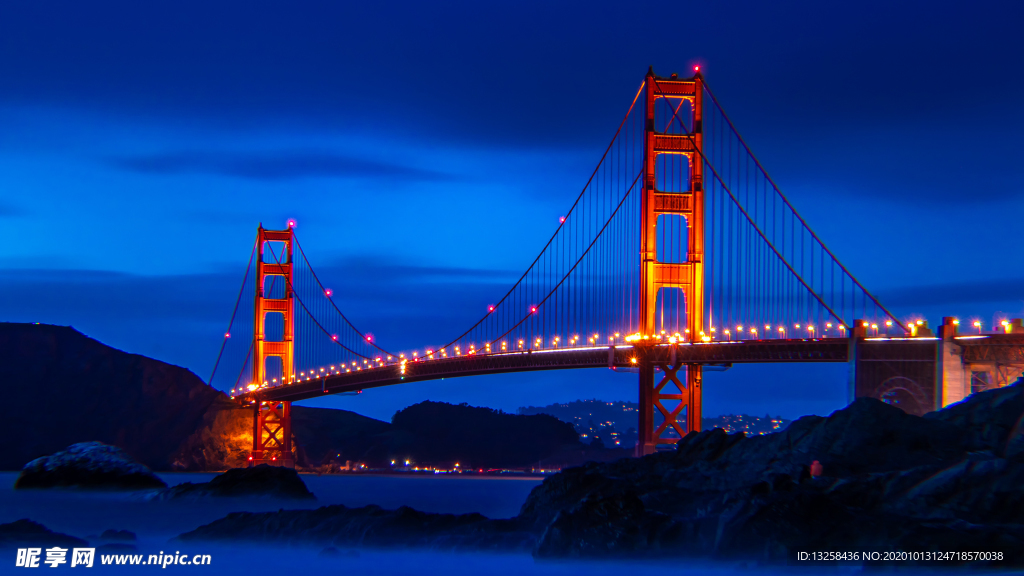 大桥夜景灯光建筑风景