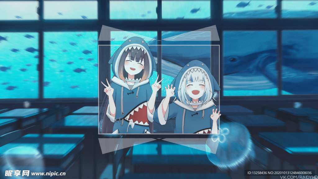 彩色动漫人物插画背景