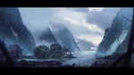 彩色动漫风景插画背景