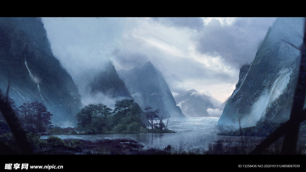 彩色动漫风景插画背景