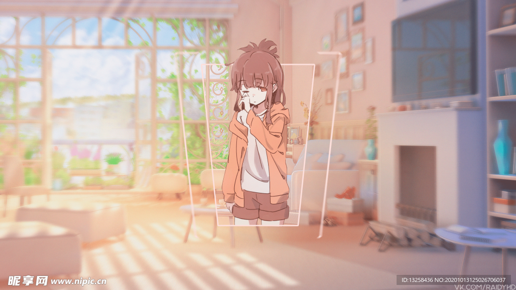 彩色动漫人物插画背景
