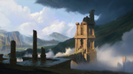 彩色动漫风景插画背景