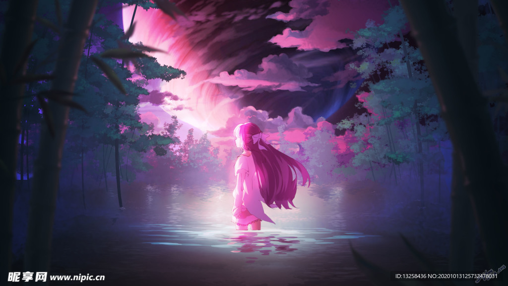 彩色动漫人物插画背景