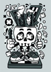 卡通人物漫画T恤印花矢量