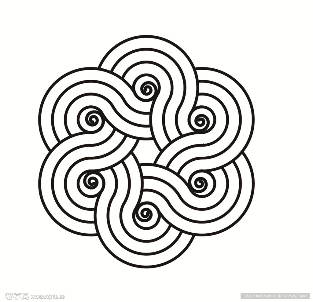 六瓣花缠绕曲线logo