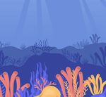 卡通海底珊瑚风景
