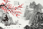 新中式水墨山水背景墙