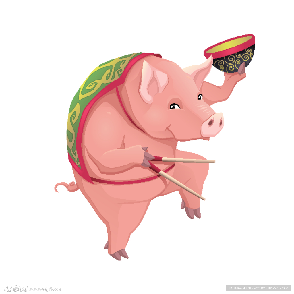 猪  手绘猪  卡通猪