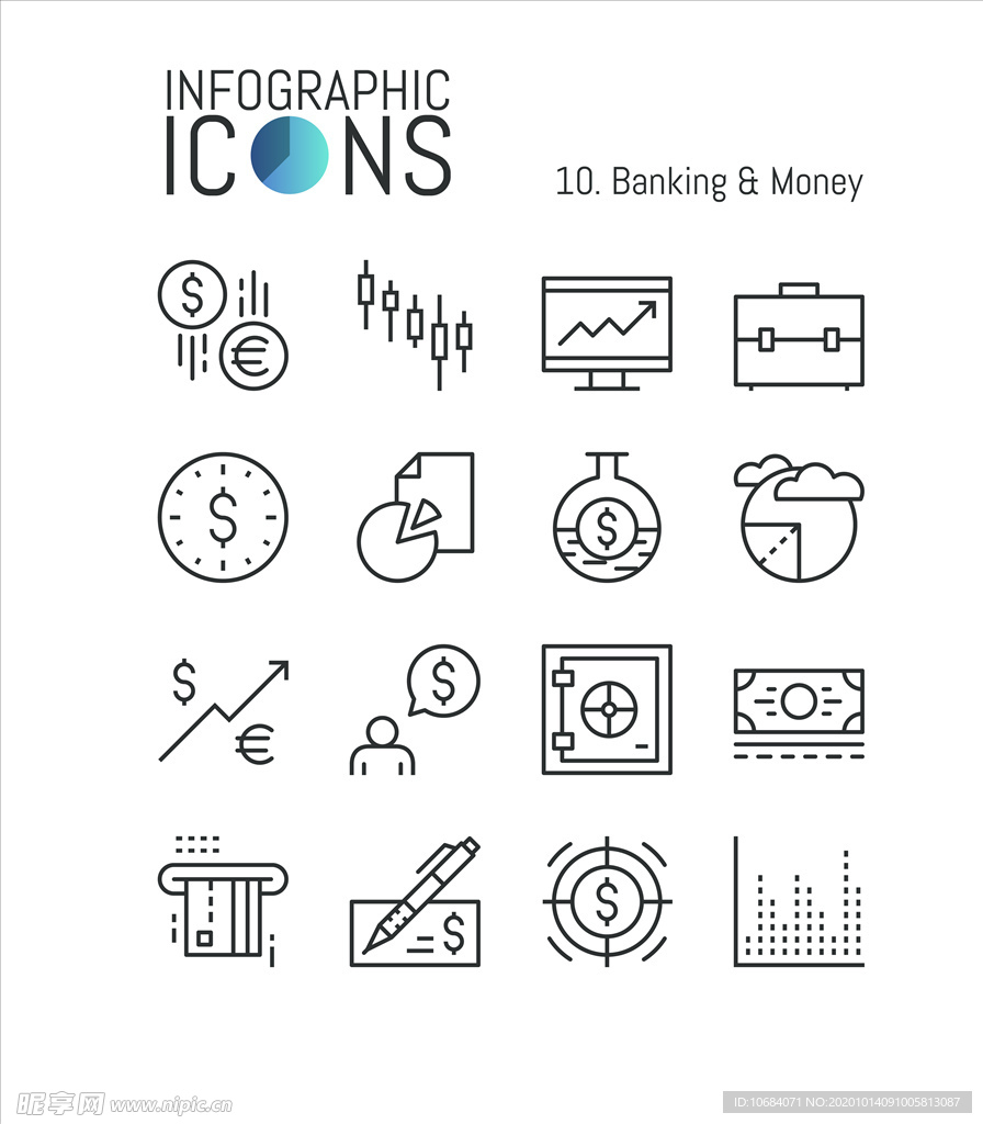 矢量黑白线描icon素材