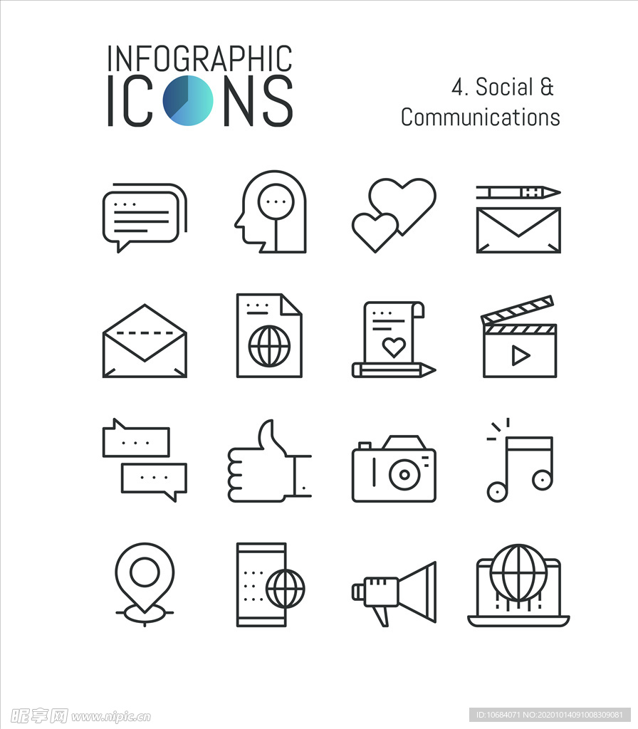 矢量黑白线描icon素材