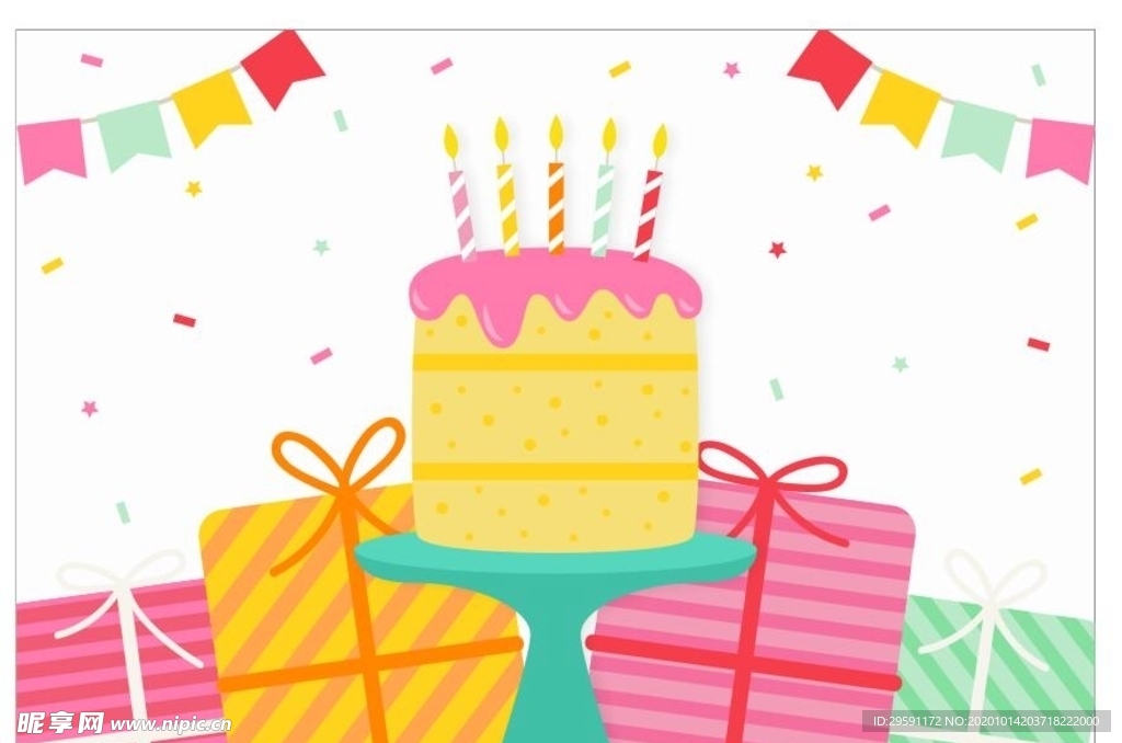 矢量生日蛋糕贺卡