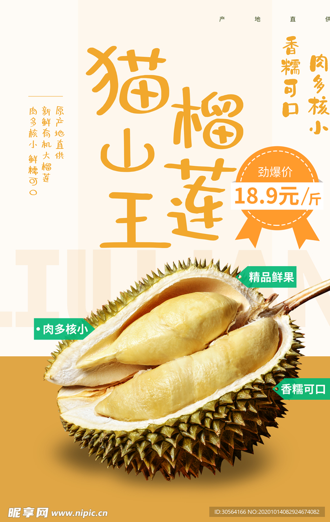 榴莲水果宣传活动海报素材