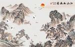 中式国画山水背景