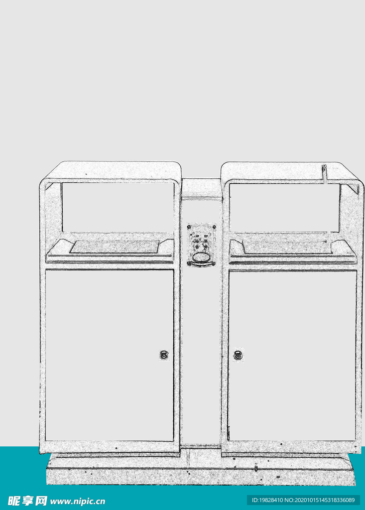 垃圾桶线稿分层素材