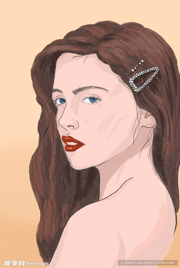 手绘美女