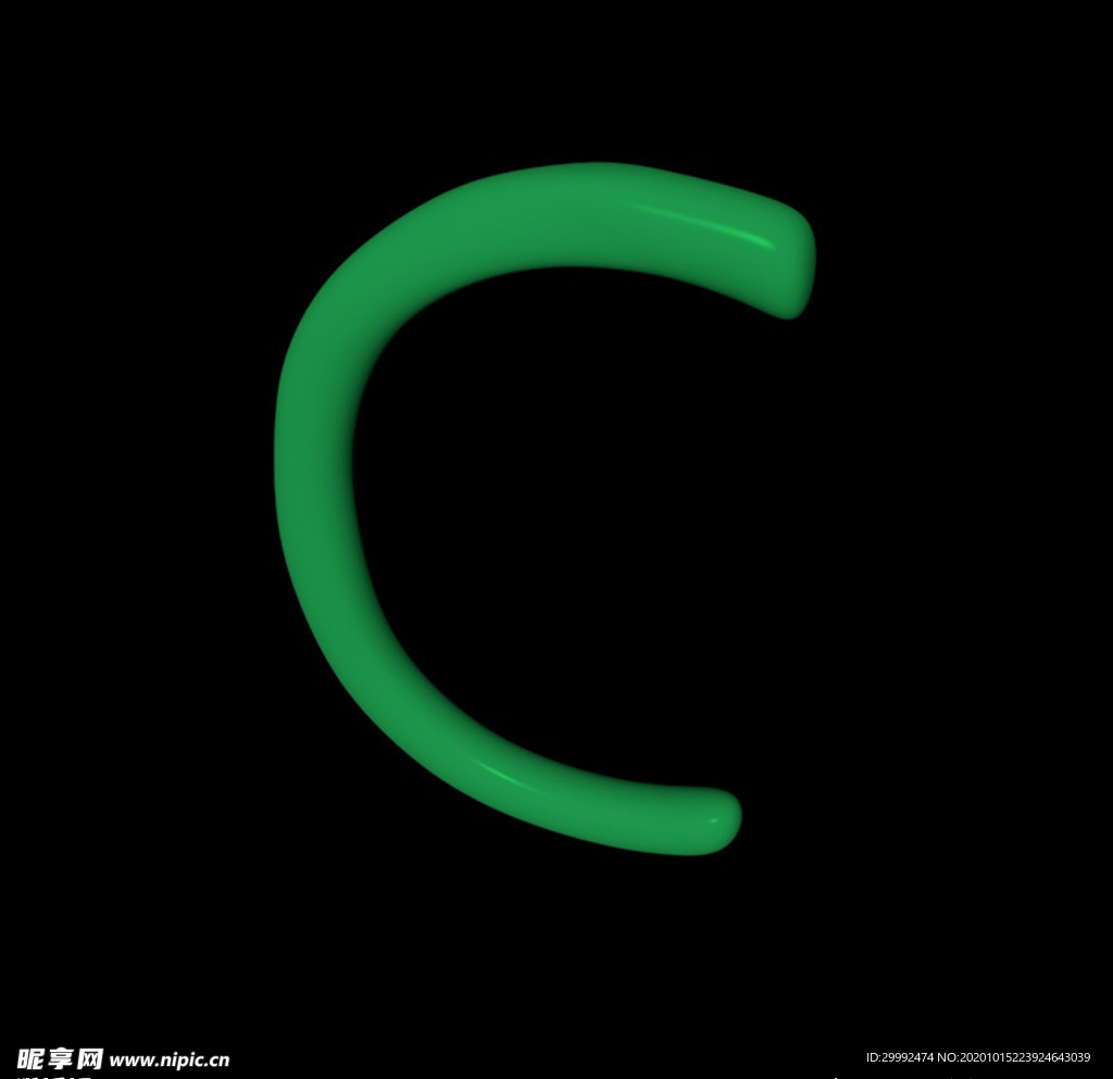 C4D翡翠字母C图片