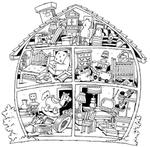 绘画插图黑白相框