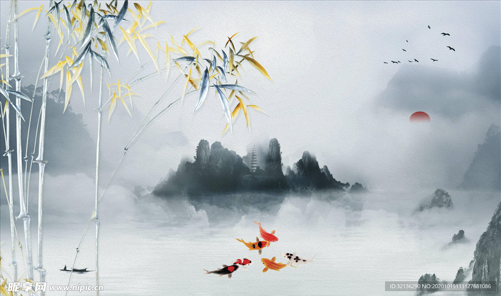 水墨电视背景墙