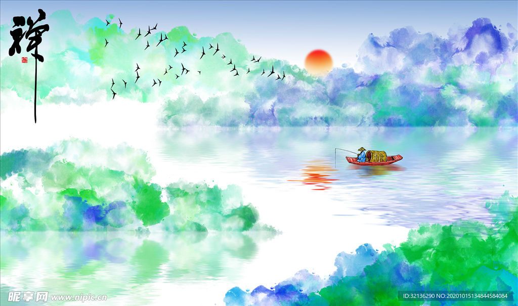 水墨电视背景墙