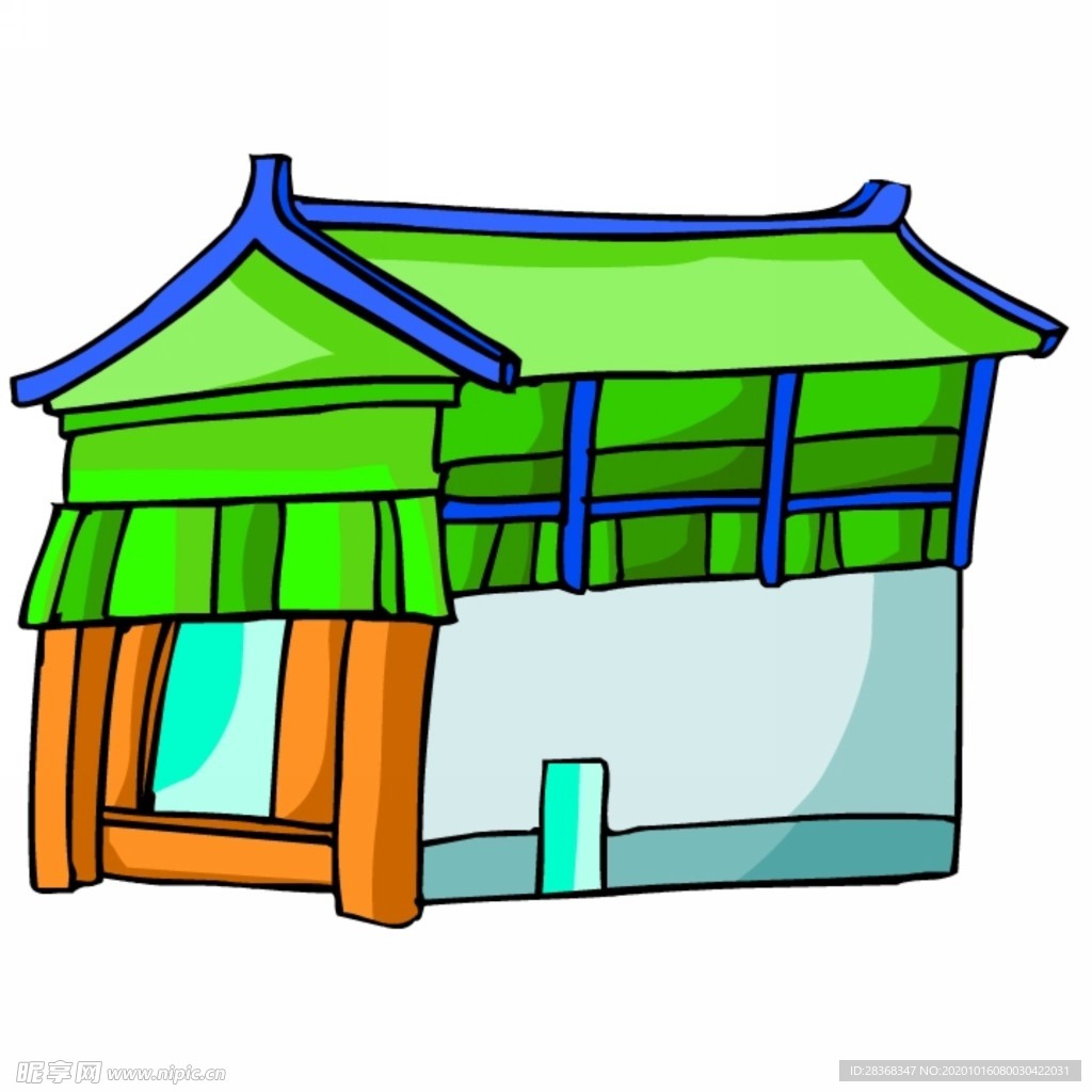 卡通中式建筑