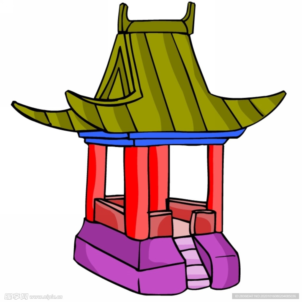 卡通中式建筑