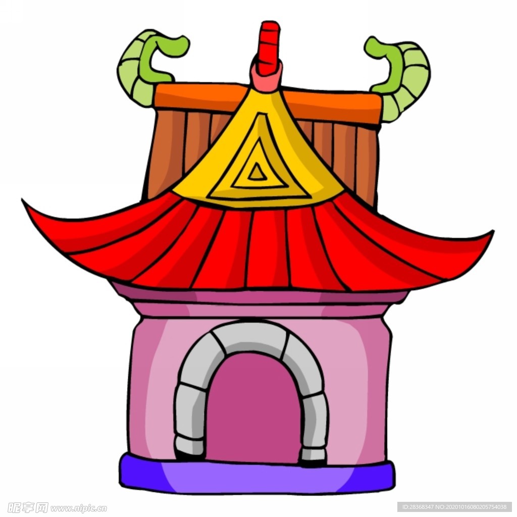 卡通中式建筑