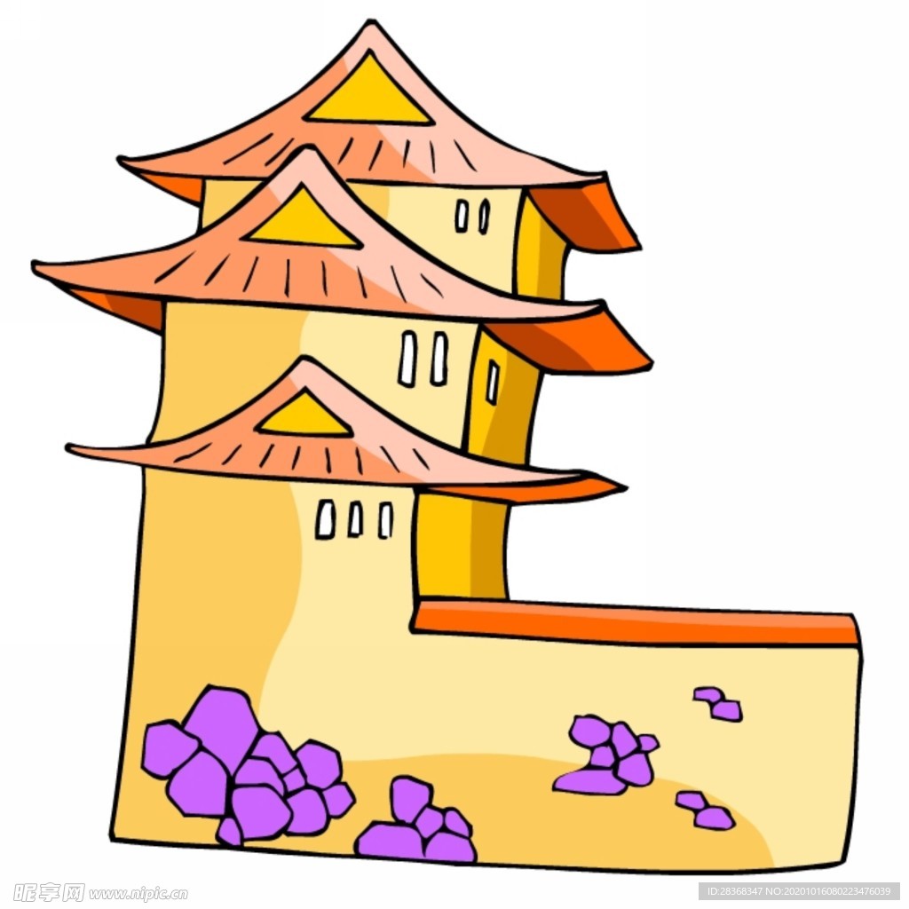 卡通中式建筑