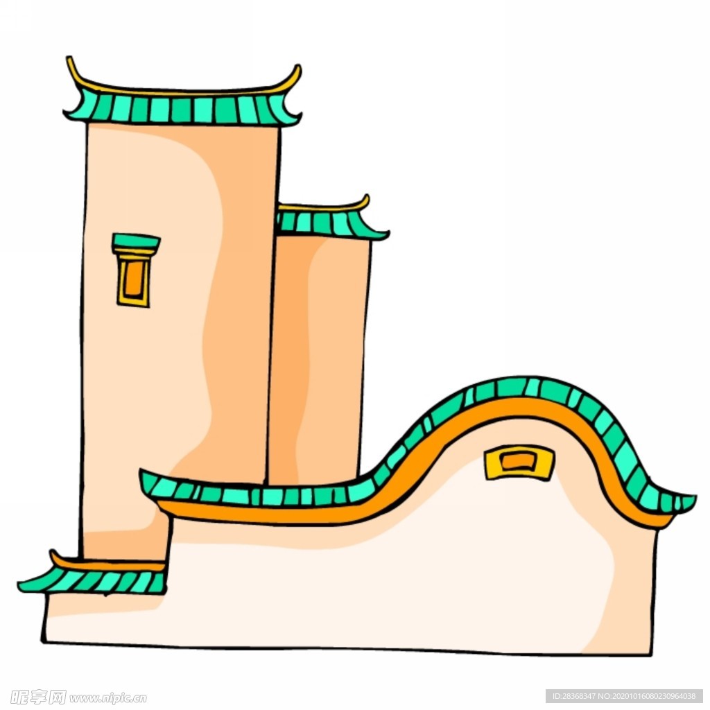 卡通中式建筑