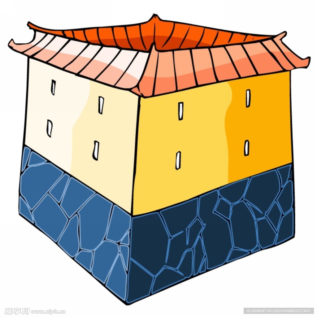卡通中式建筑