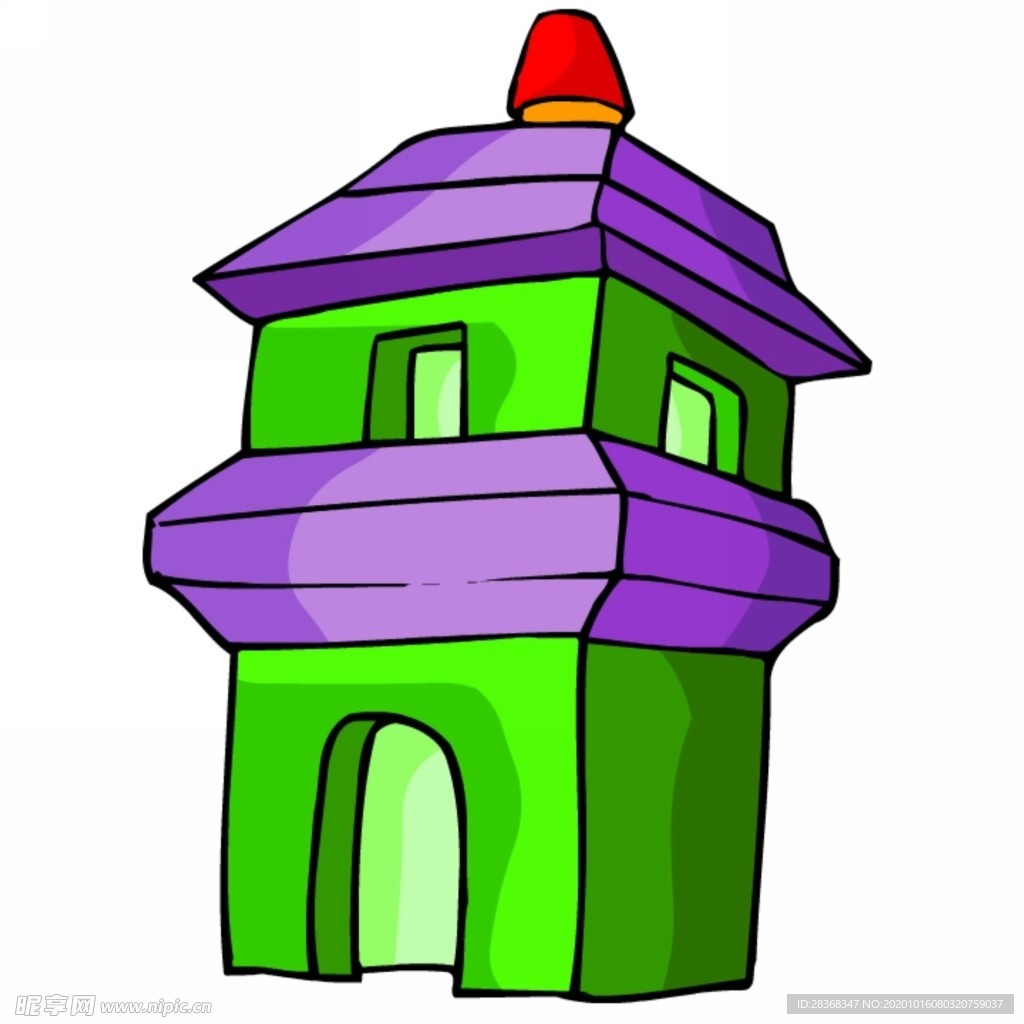 卡通中式建筑