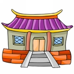 卡通中式建筑